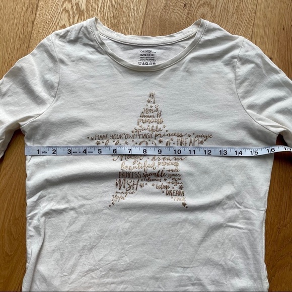 OFF WHITE & GOLD LONG SLEEVES GRAPHIC  TEE - Picture 7 of 11